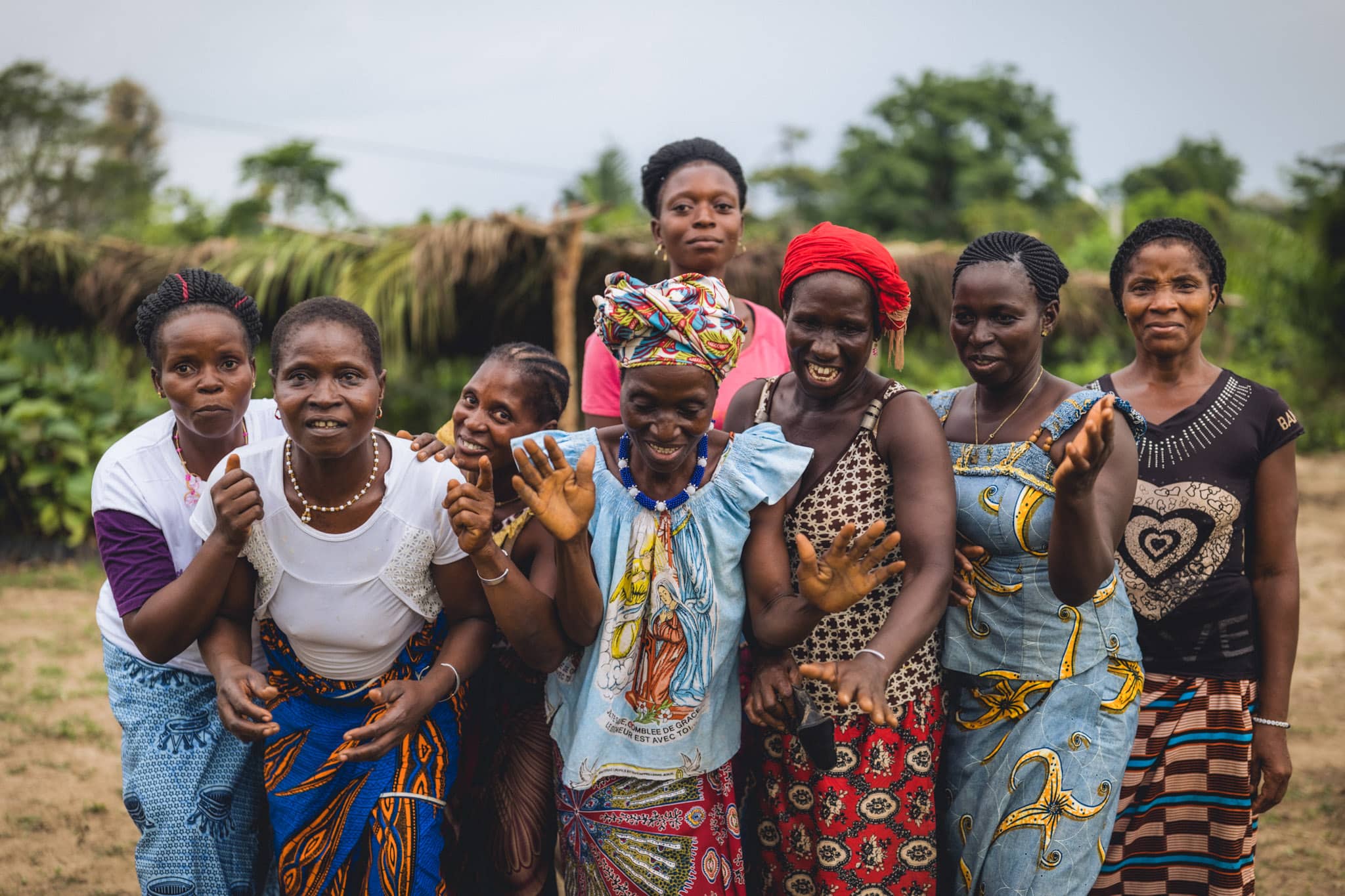 group of women from a cocoa producing community in cote d’ivoire