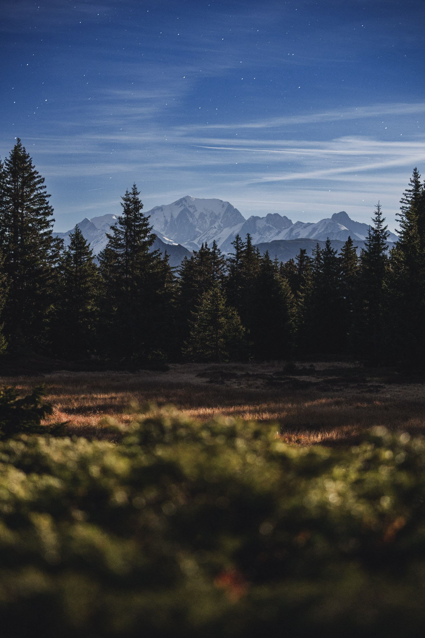 mont blanc by night moonrise