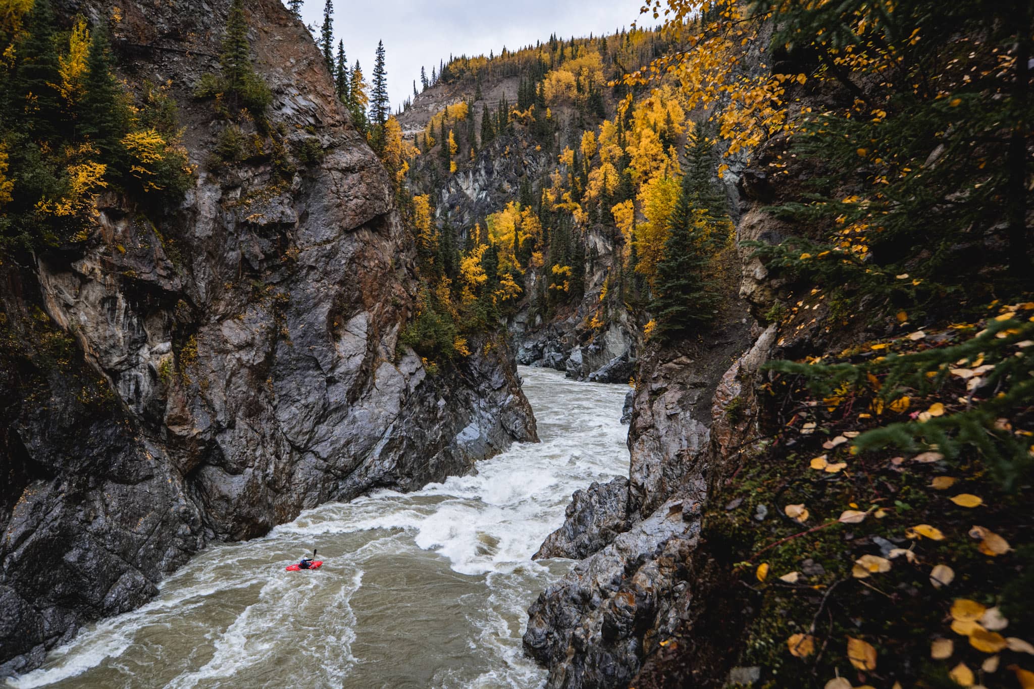 benny marr entering a rapid in the stikine river canyon british columbia